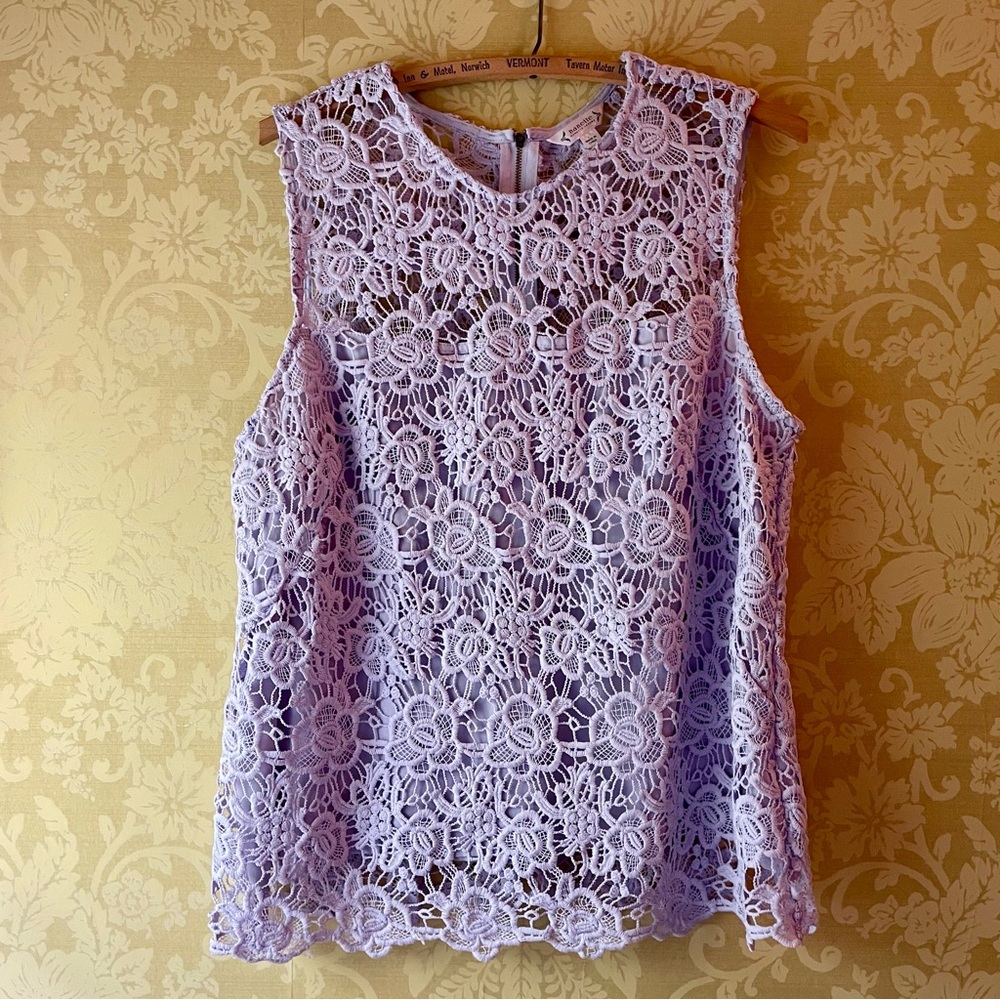 Nanette Lepore Lavender Floral Lace Sleeveless Shell / Tank Top